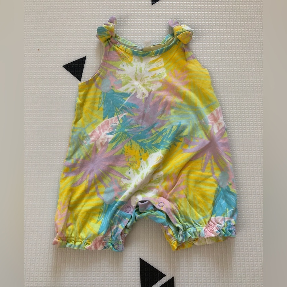 Okie Dokie|Baby Girl Colorful Soft Bubble Romper, 100% Cottontropical Boho